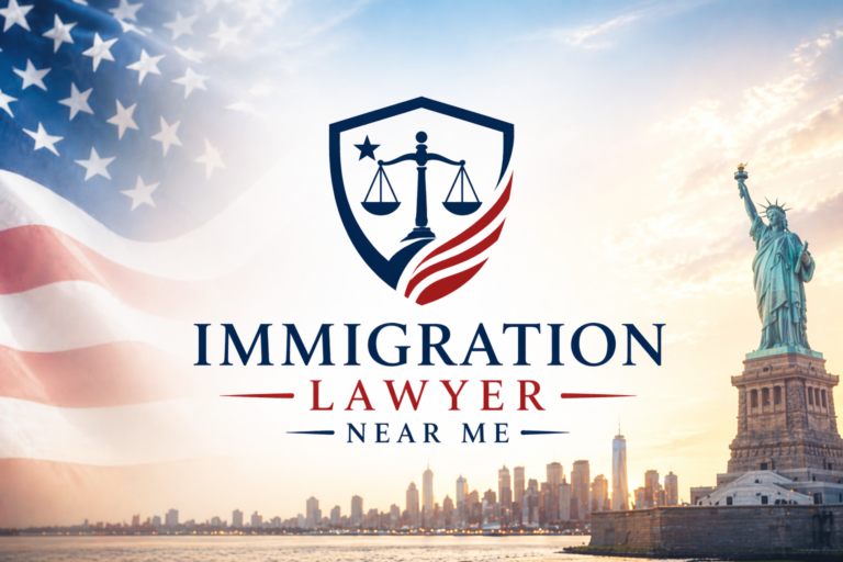 Immigration Lawyer Near Me logo Nationwide connection service for immigration lawyers, green cards, citizenship, deportation defense, visas,families